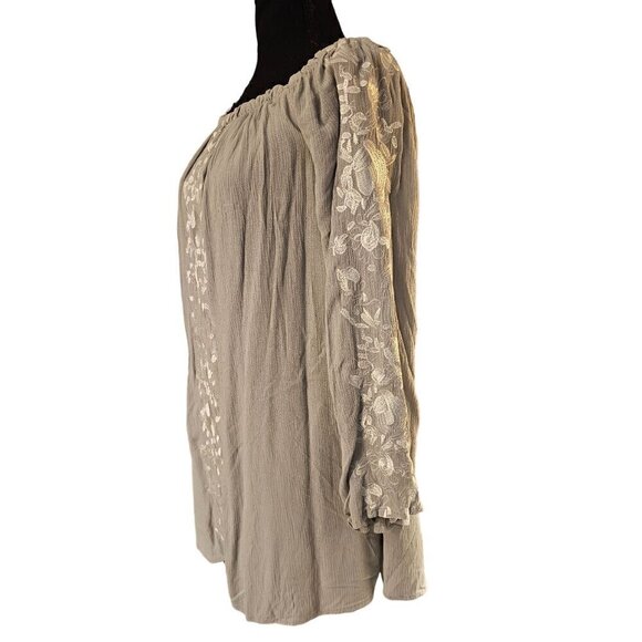 TOBI Gray 100% Rayon Embroidered, Loose Fit & Flowy Mini Dress Size Small Petite - Picture 3 of 6